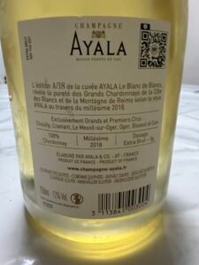 Étiquette du Champagne AYALA Blanc de Blancs A18 Millésime 2018