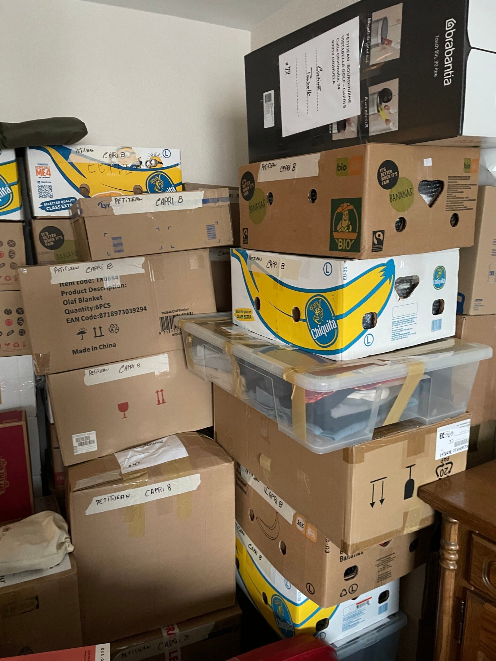 Caisses cartons déménagement Ferremans Liège Belgique vers Espagne expatriation Costa Blanca